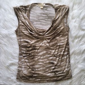 Michael Kors Tops - Michael Kors Neutral Animal Print Drape Neck Top Michael Kors Tops - Michael Kors Neutral Animal Print Drape Neck Top